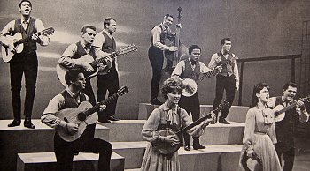 Though their music was rooted in Folk traditions, the New Christy Minstrels were entertainers who sang Folk music more than they were Folk musicians themselves. Click for bigger photo.
