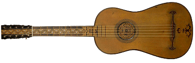 Jose Massague built this guitar in the mid-18th century.  Its shape is echoed by the vast majority of 'Spanish' guitars made before 1850.  Click for bigger photo.