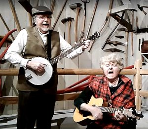 Sister Tess Hoffman and I playing in a reenactment at the Clark County (Ohio) Historical Society in 2017.  Representing early 1900s immigrants.  Yes, I know Tess' guitar is anachronistic, but I have a better one for her now. Click for bigger photo.