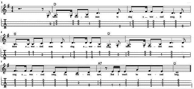 'Worried Man Blues' was a popular string-band tune long before Bluegrass emerged.  Click for bigger picture.