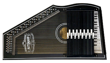 Oscar Schmidt's OS73B, a 15-chord reproduction of the Model A autoharps, discontinued in the 1970s.  Click for bigger photo.