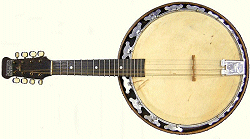 A banjo body on a mandolin neck was called a mando-banjo and a bandolin, among other things.  What could go wrong?  Click for bigger photo.