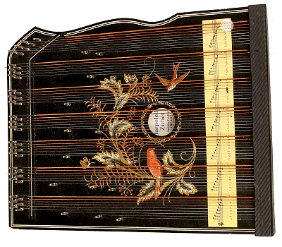 Harpeleiks are chord-only zithers, with more chords than most zithers. This one seems to be pre-WWII.  Click for bigger photo.