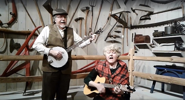 Paul Race and Tess Hoffman singing hoedown songs at the Clark County/Springfield Historical Society in March, 2017